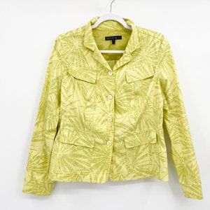Lafayette 148 Green Palm Leaf Print Jacket